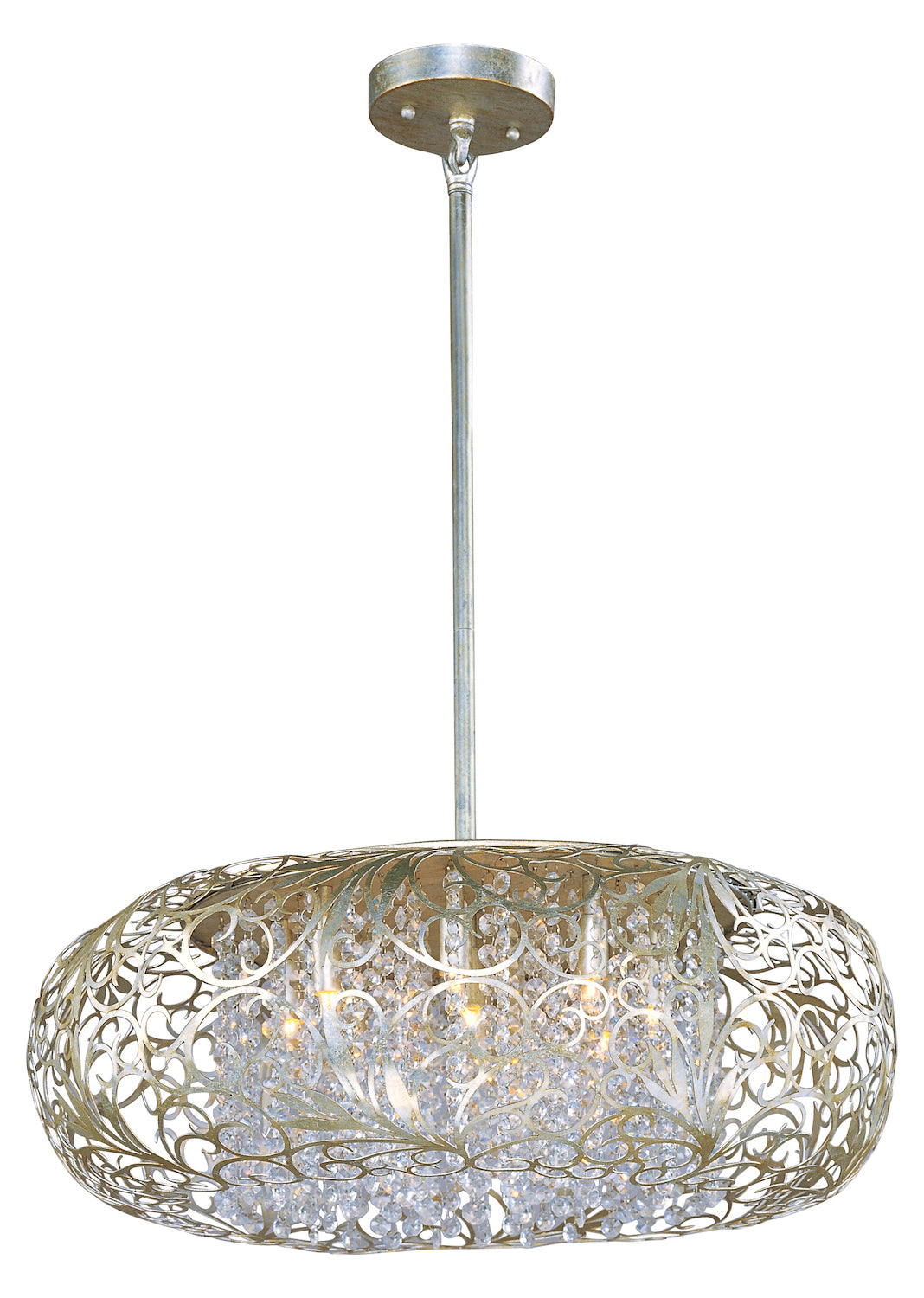Nine Light Beveled Crystal Glass Golden Silver Down Pendant by Maxim