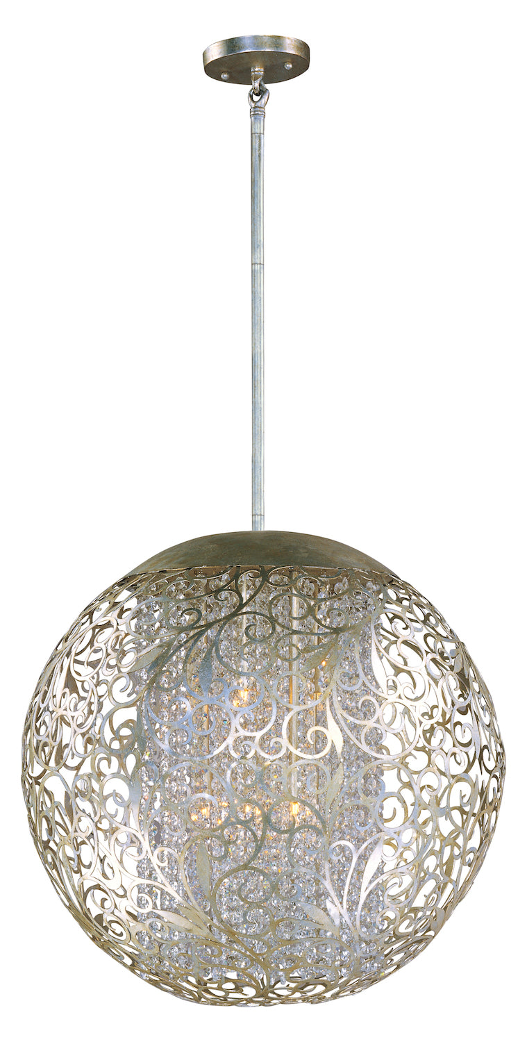 Nine Light Beveled Crystal Glass Golden Silver Down Pendant by Maxim