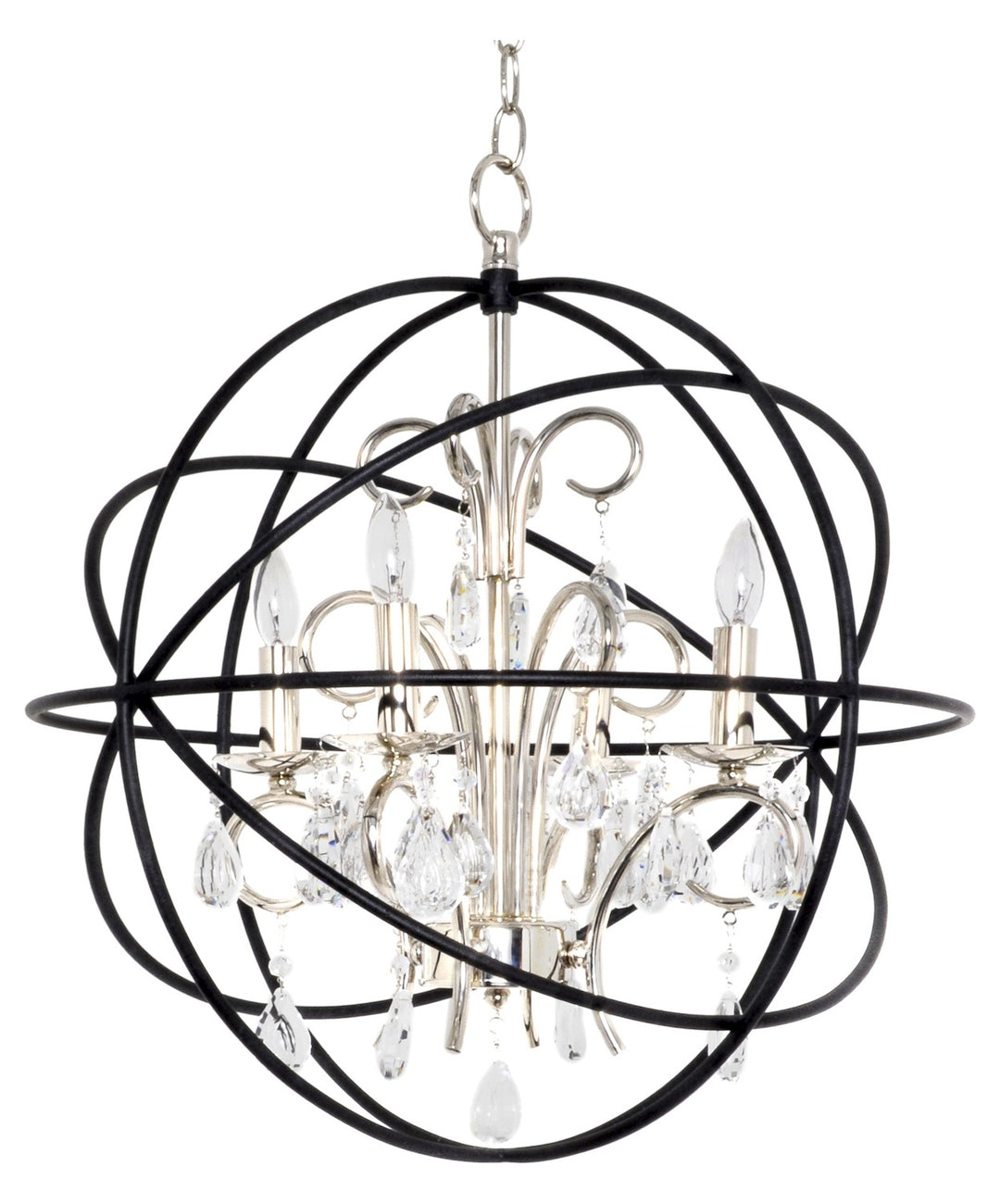 Four Light Anthracite And Polished Nickel Up Chandelier by Maxim