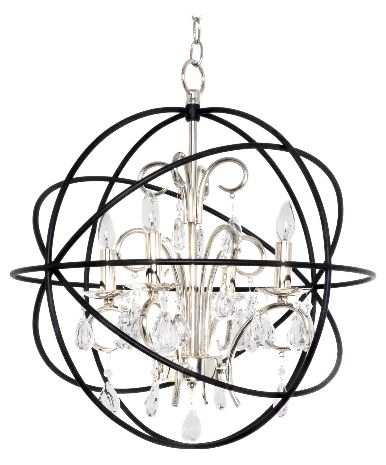 Four Light Anthracite And Polished Nickel Up Chandelier by Maxim