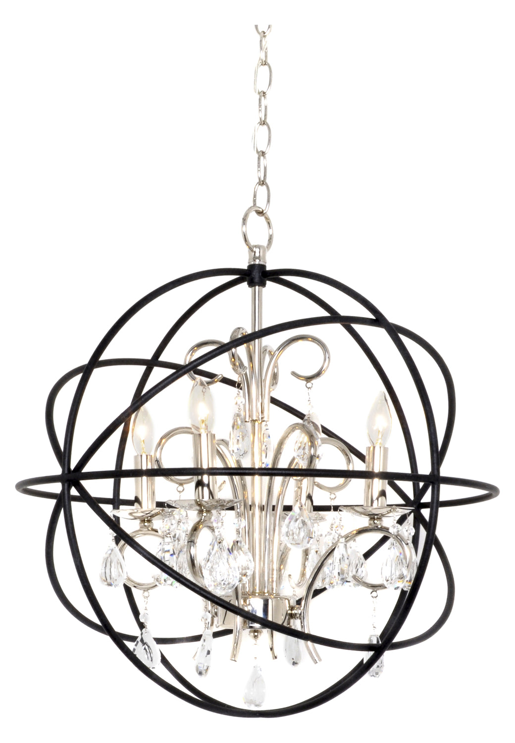 Four Light Anthracite And Polished Nickel Up Chandelier