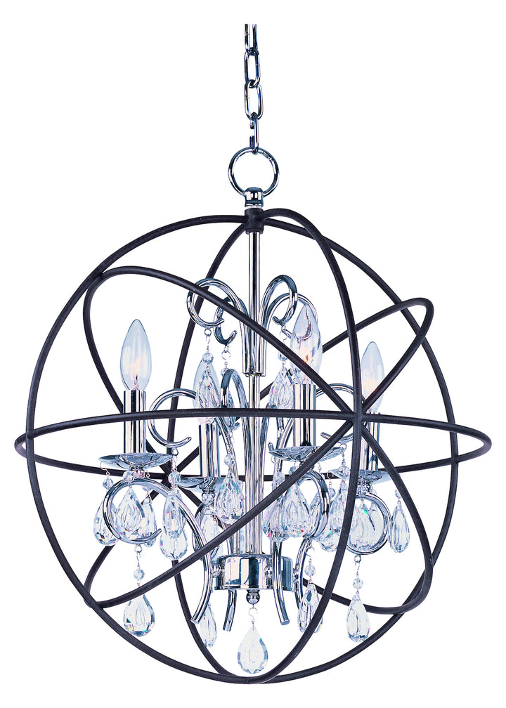 Four Light Anthracite And Polished Nickel Up Chandelier