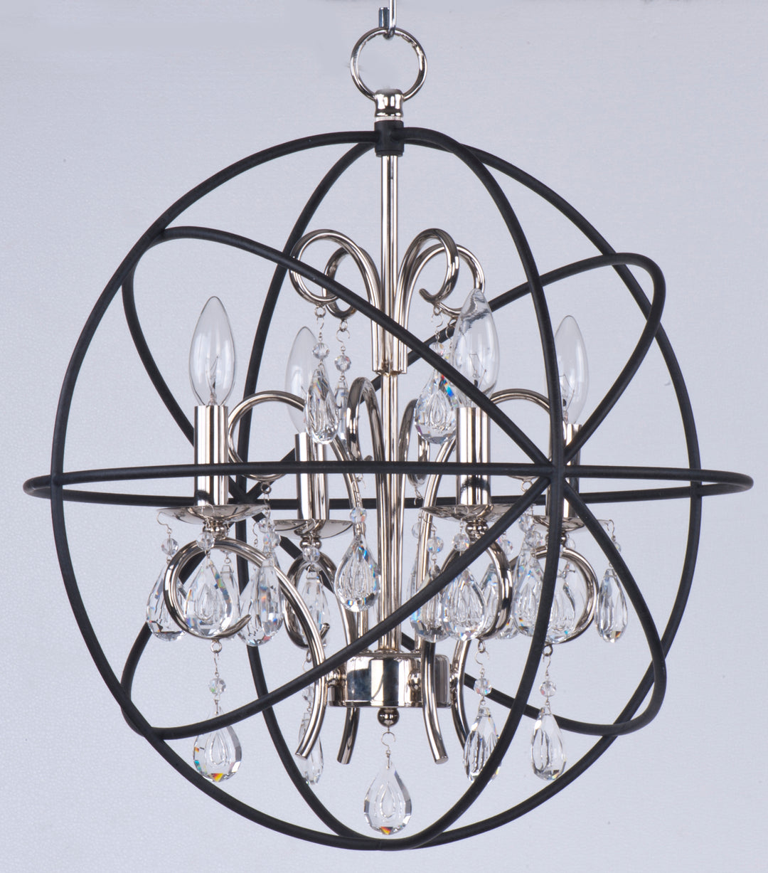 Four Light Anthracite And Polished Nickel Up Chandelier