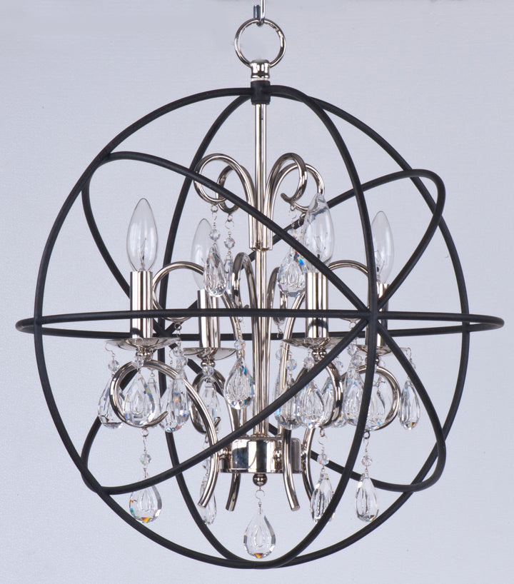 Four Light Anthracite And Polished Nickel Up Chandelier