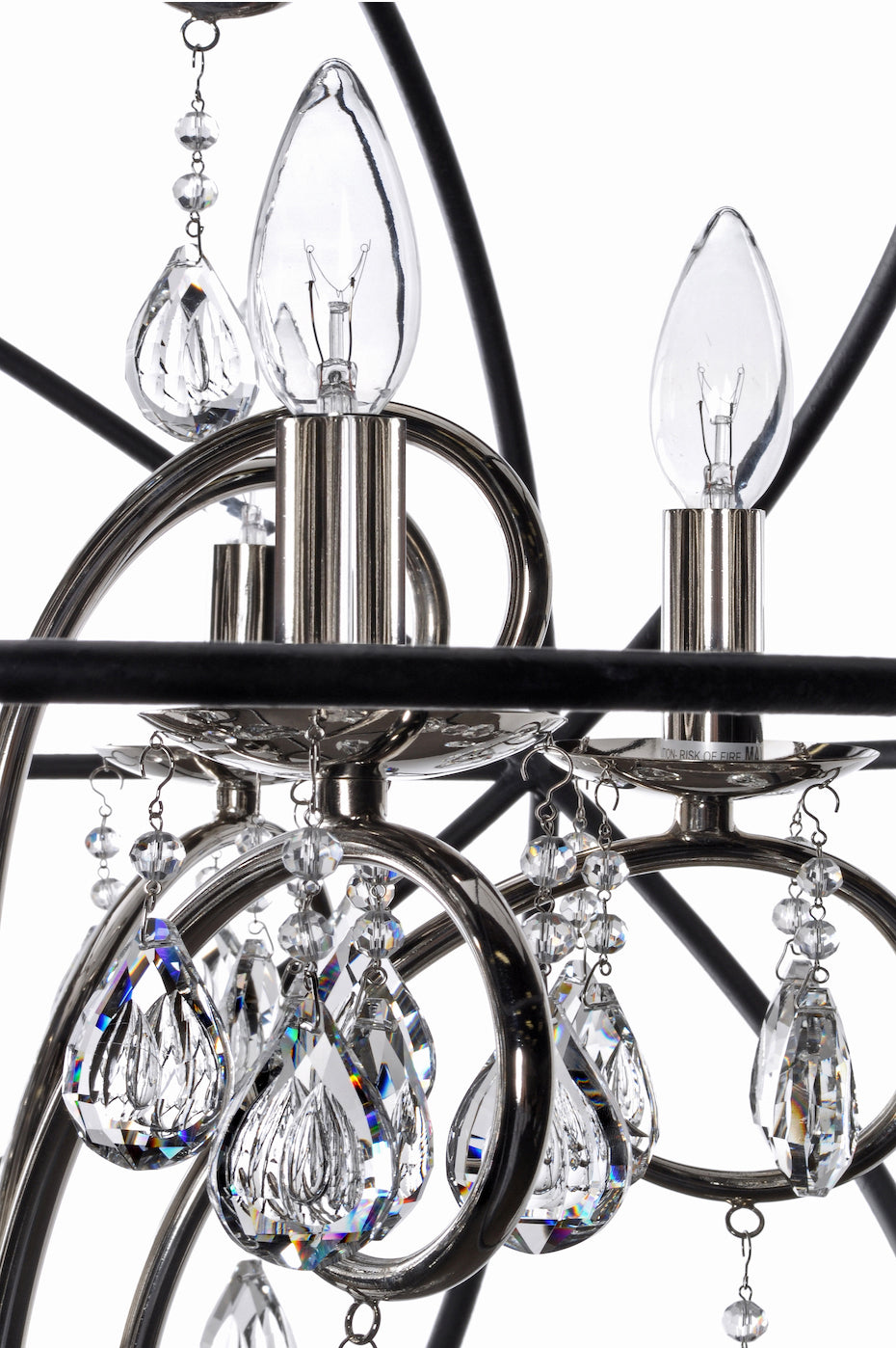 Four Light Anthracite And Polished Nickel Up Chandelier