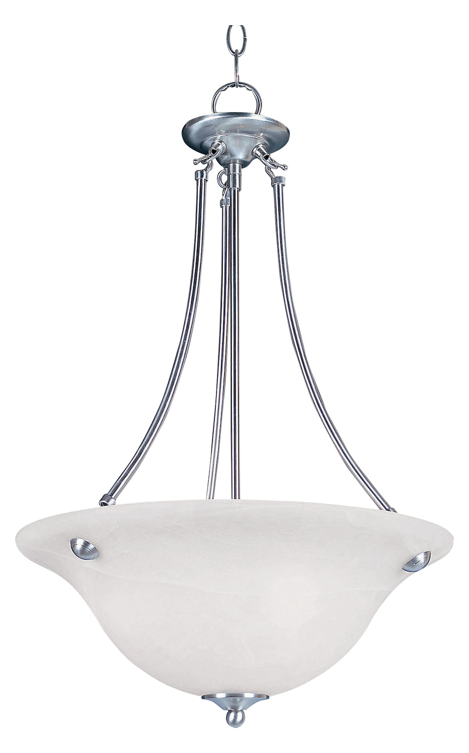 Three Light Satin Nickel Marble Glass Up Pendant by Maxim
