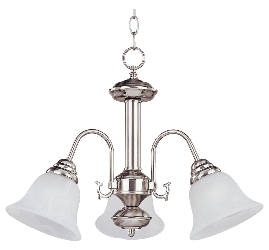 Three Light Satin Nickel Marble Glass Down Mini Chandelier by Maxim