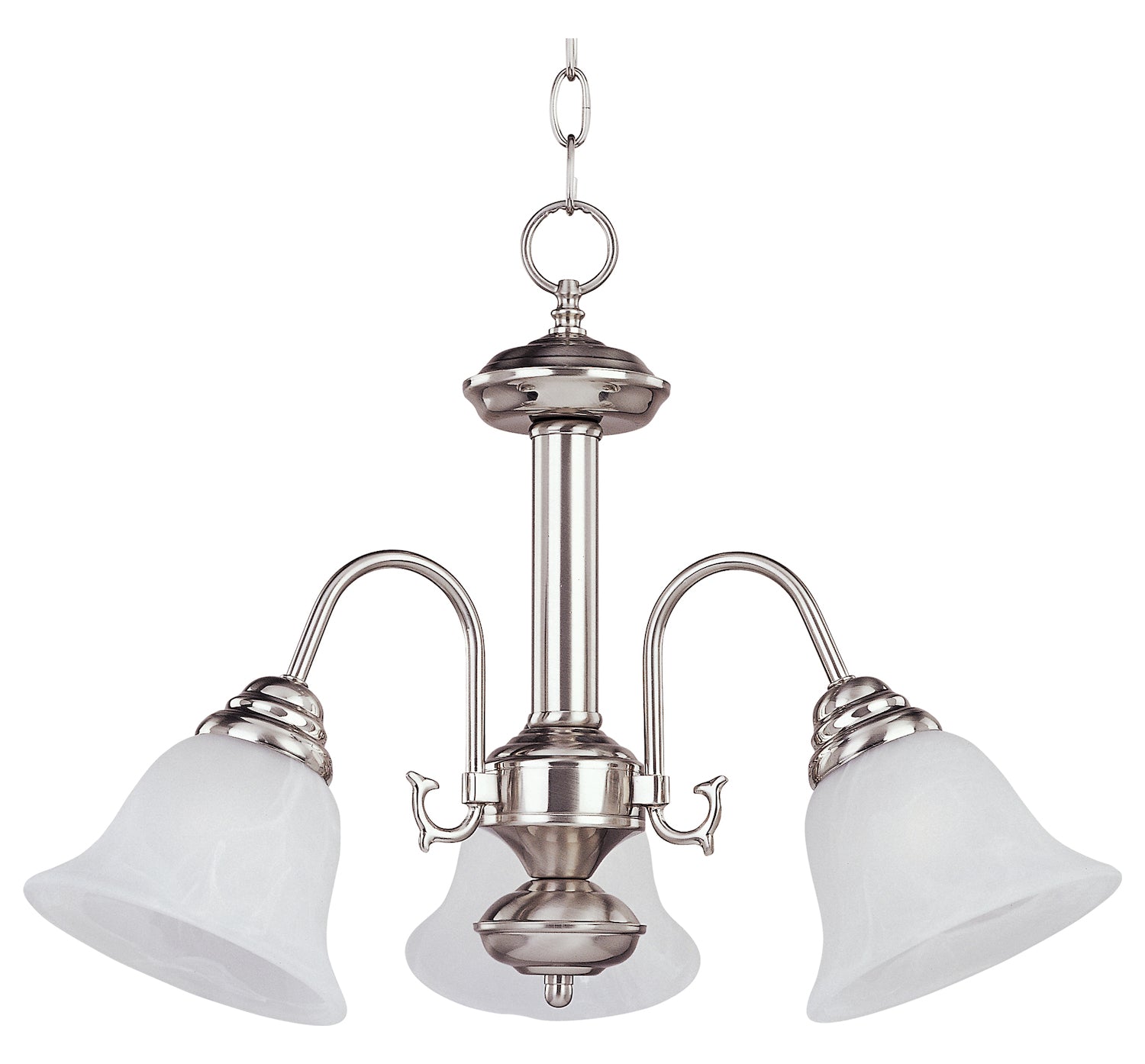 Three Light Satin Nickel Marble Glass Down Mini Chandelier by Maxim