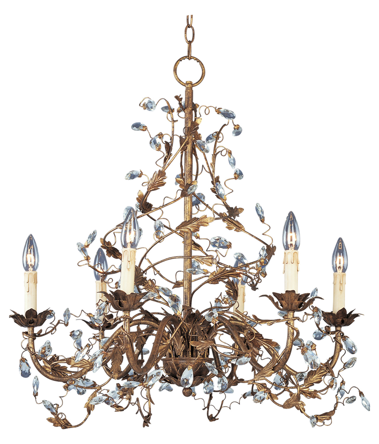 Six Light Etruscan Gold Up Chandelier by Maxim