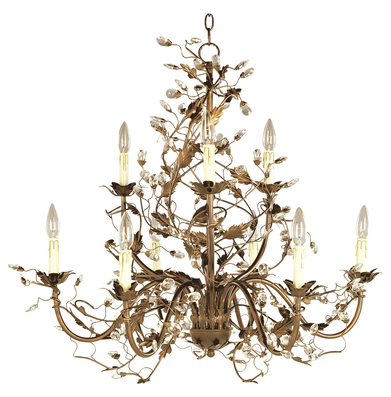 Nine Light Etruscan Gold Up Chandelier by Maxim