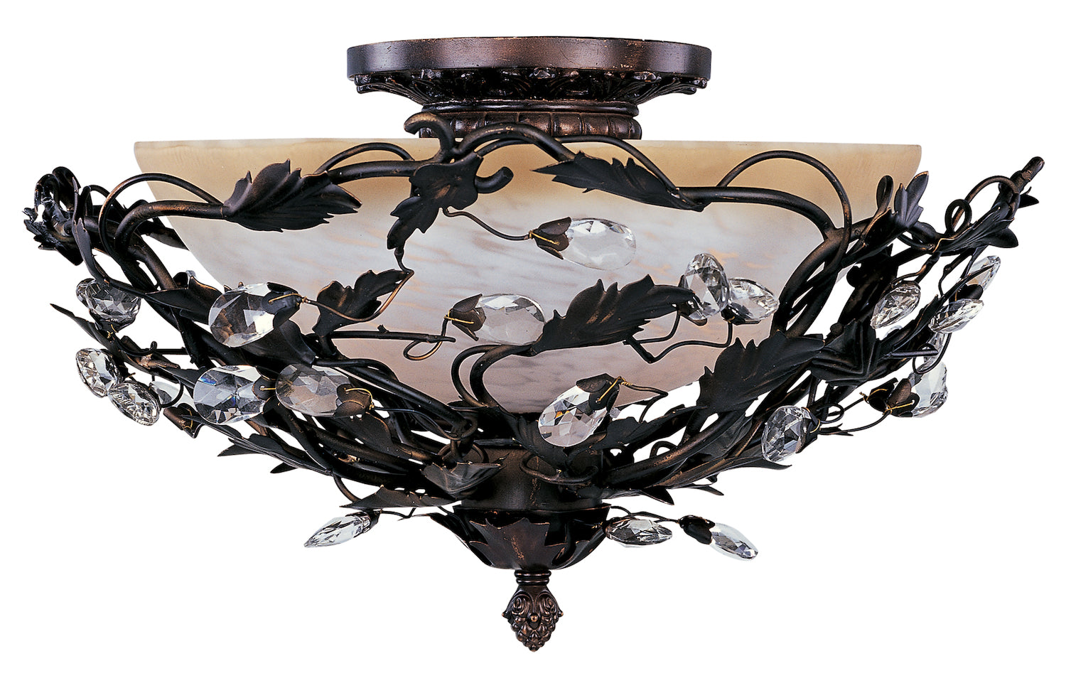 Three Light Oil Rubbed Bronze Frosted Ivory Glass Bowl Semi-Flush Moun by Maxim