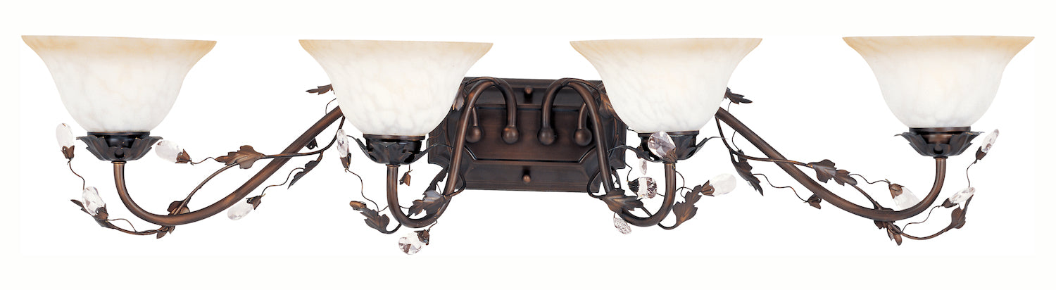 Four Light Oil Rubbed Bronze Frosted Ivory Glass Vanity by Maxim