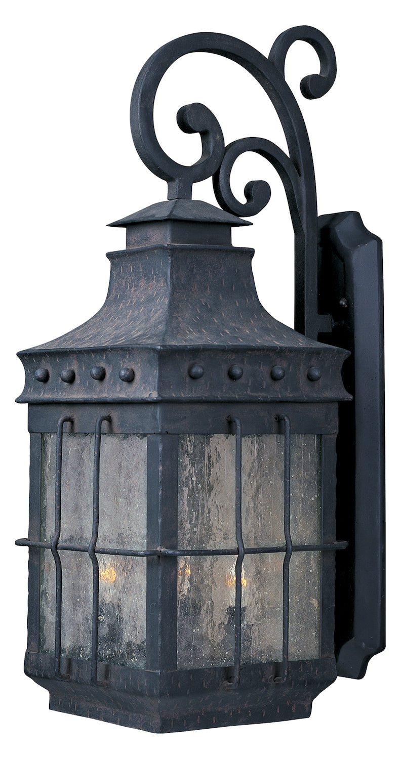 Four Light Country Forge Seedy Glass Wall Lantern by Maxim