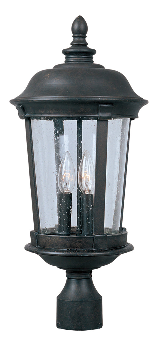 Three Light Bronze Seedy Glass Post Light by Maxim
