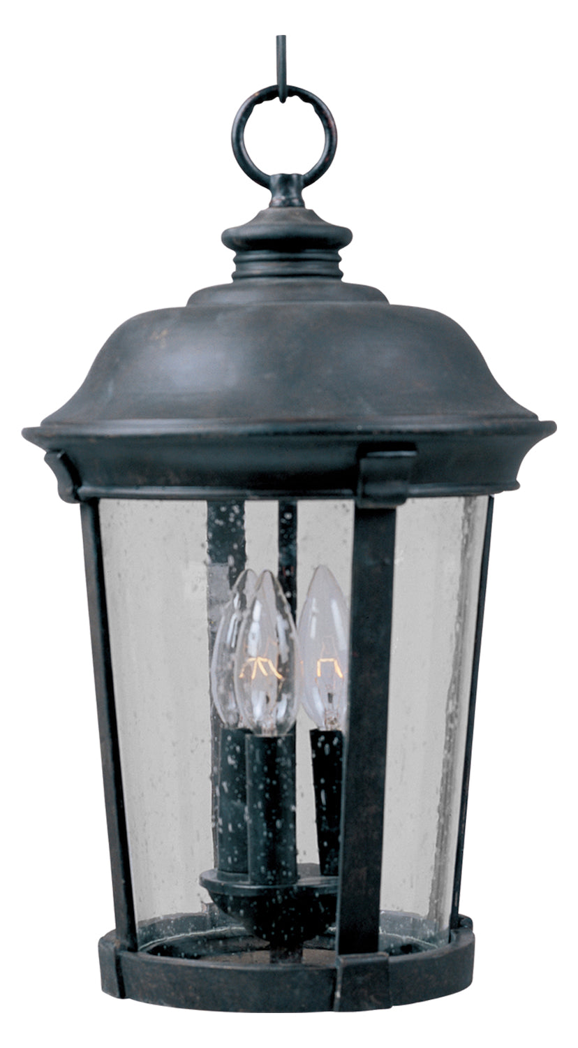 Three Light Bronze Seedy Glass Hanging Lantern by Maxim
