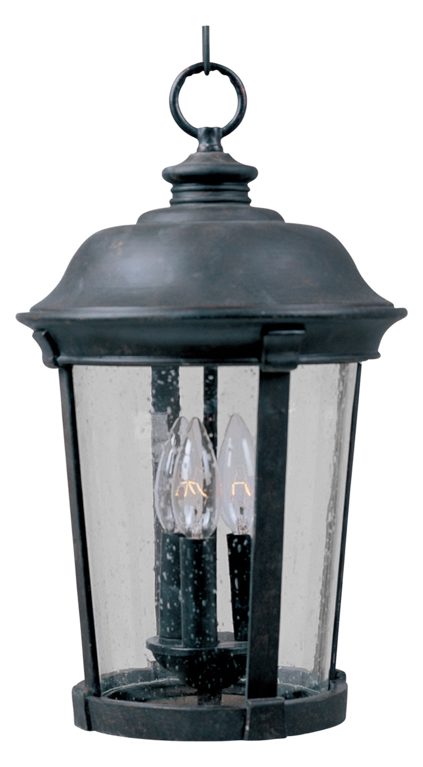 Three Light Bronze Seedy Glass Hanging Lantern by Maxim