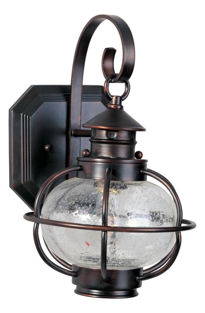 One Light Oil Rubbed Bronze Seedy Glass Wall Lantern by Maxim