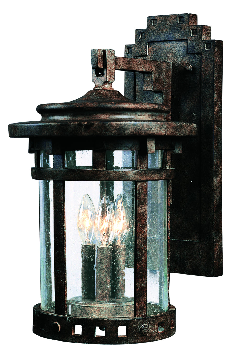 Three Light Sienna Seedy Glass Wall Lantern by Maxim