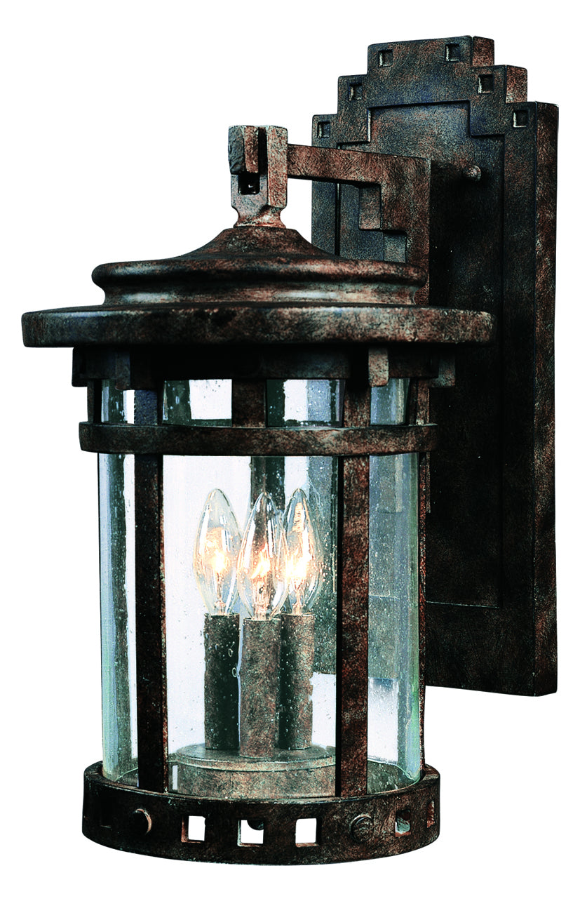 Three Light Sienna Seedy Glass Wall Lantern by Maxim