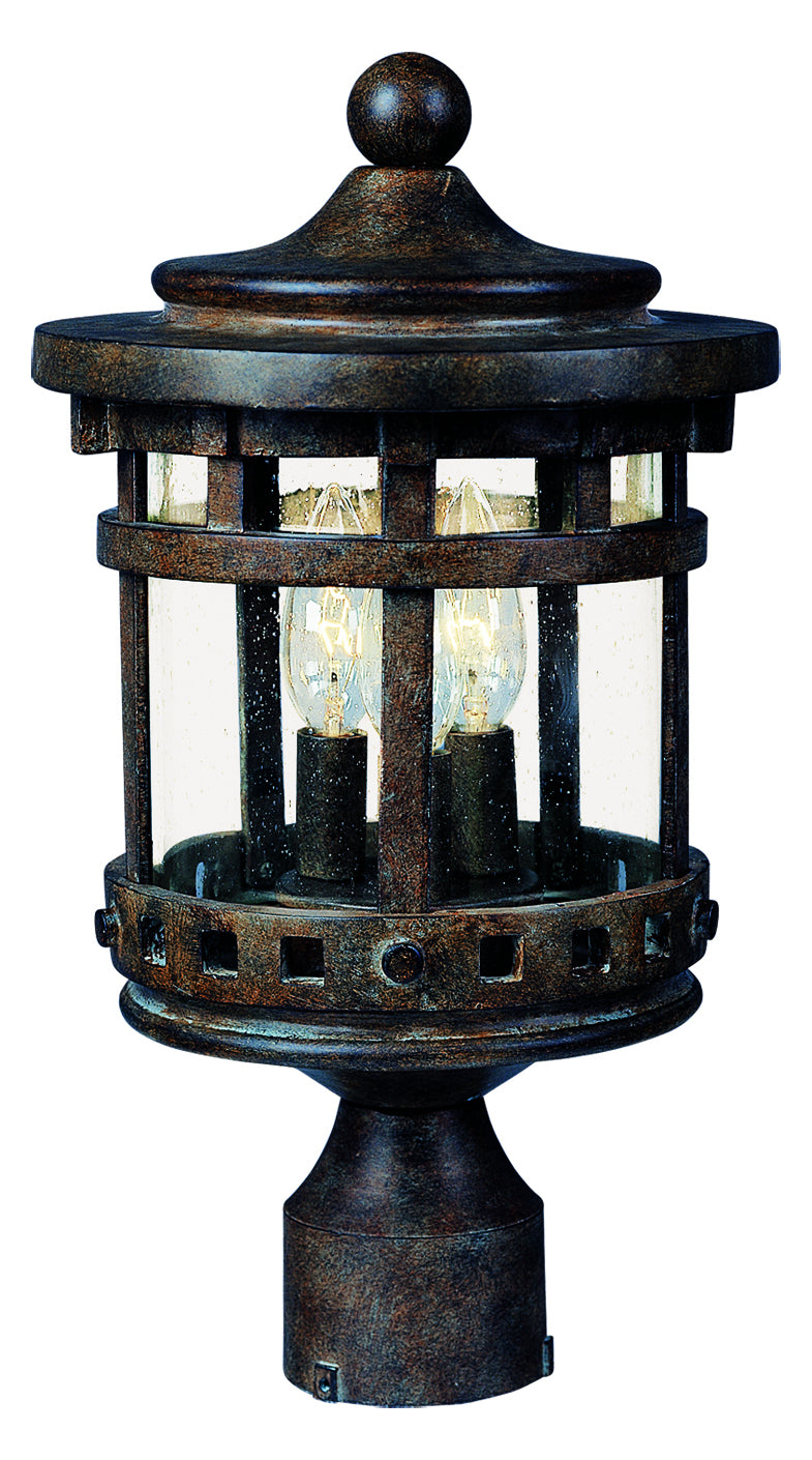 Three Light Sienna Seedy Glass Post Light by Maxim