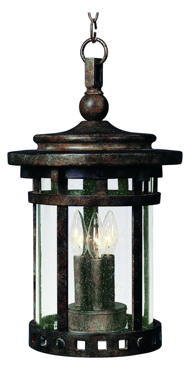Three Light Sienna Seedy Glass Hanging Lantern by Maxim