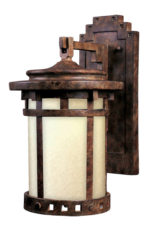 One Light Sienna Mocha Glass Wall Lantern by Maxim