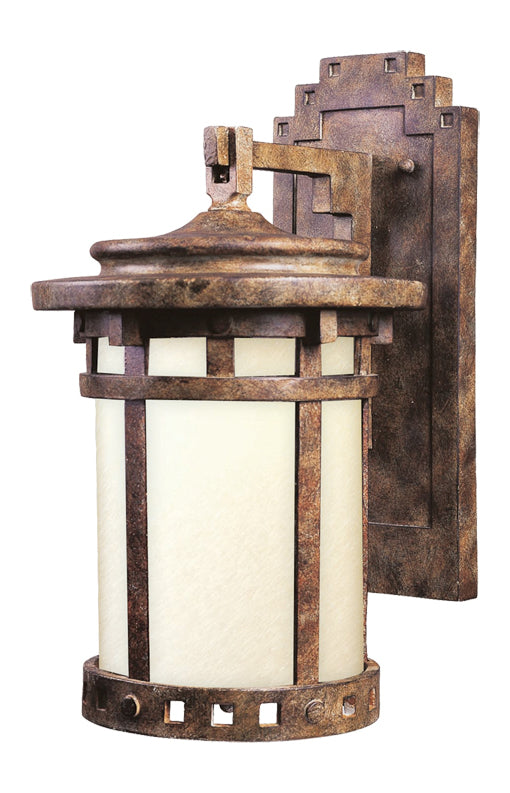 One Light Sienna Mocha Glass Wall Lantern by Maxim