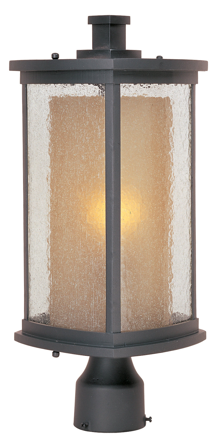 One Light Bronze Seedy/Wilshire Glass Post Light (Min-4) by Maxim