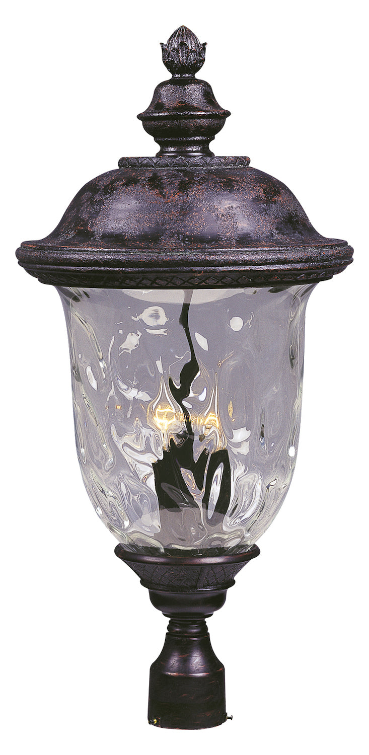 Three Light Oriental Bronze Water Glass Glass Post Light by Maxim