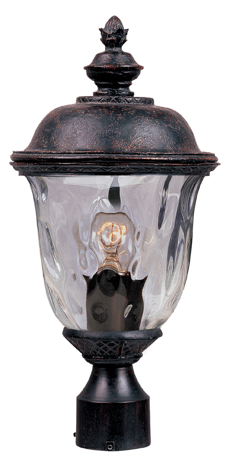 One Light Oriental Bronze Water Glass Glass Post Light by Maxim
