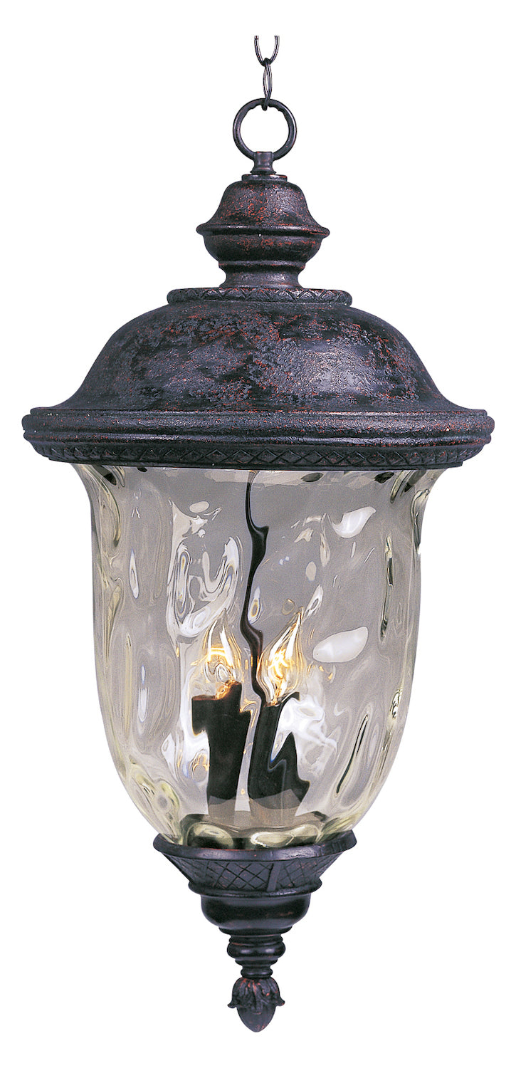 Three Light Oriental Bronze Water Glass Glass Hanging Lantern by Maxim