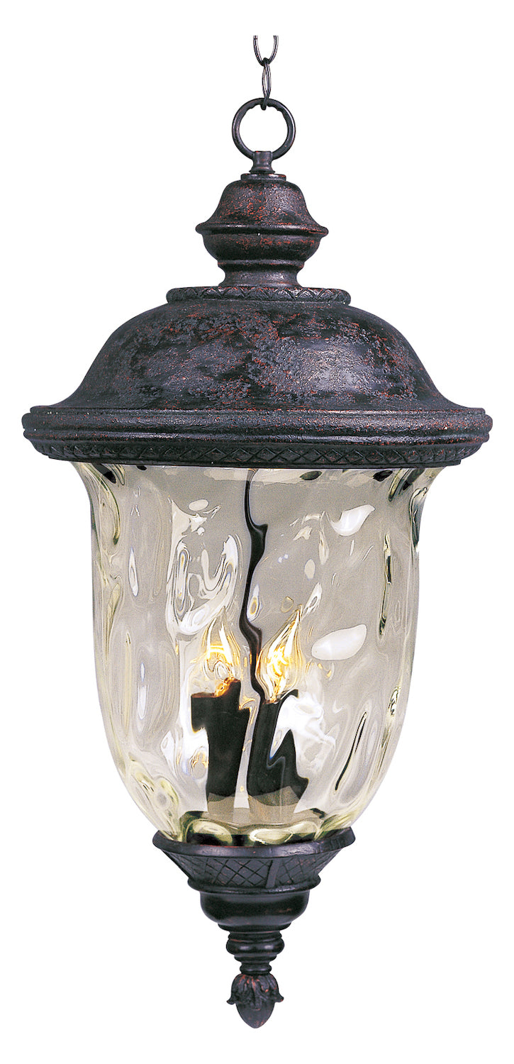 Three Light Oriental Bronze Water Glass Glass Hanging Lantern by Maxim
