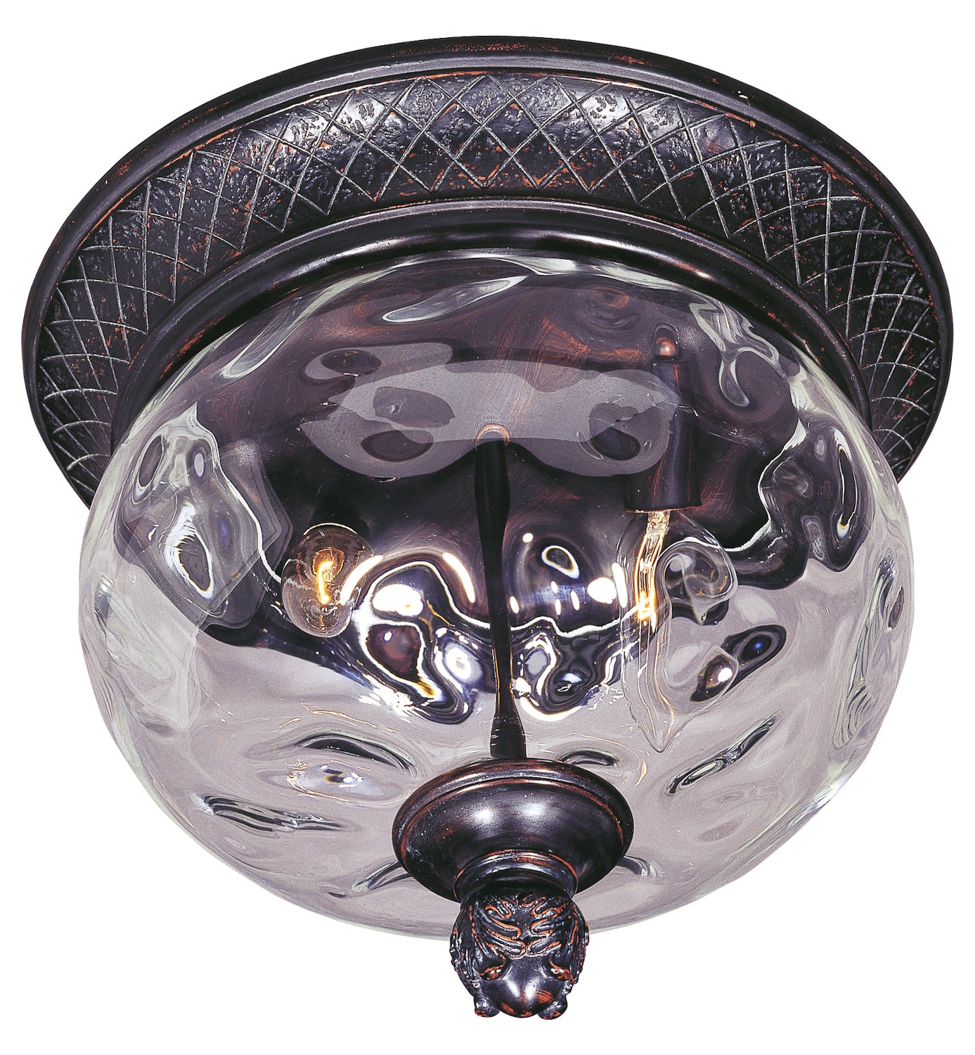 Two Light Oriental Bronze Water Glass Glass Outdoor Flush Mount by Maxim