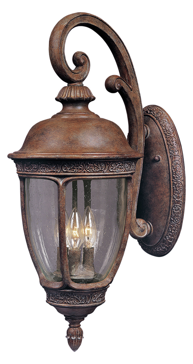 Three Light Sienna Seedy Glass Wall Lantern by Maxim