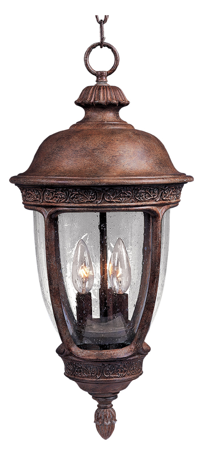 Three Light Sienna Seedy Glass Hanging Lantern by Maxim
