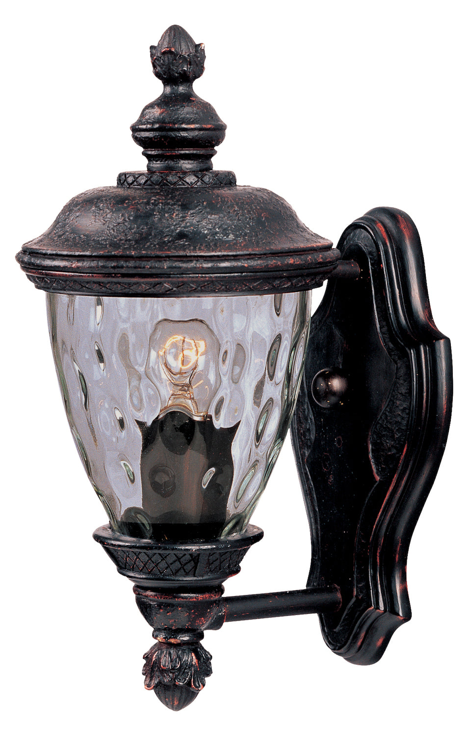One Light Oriental Bronze Water Glass Glass Wall Lantern by Maxim