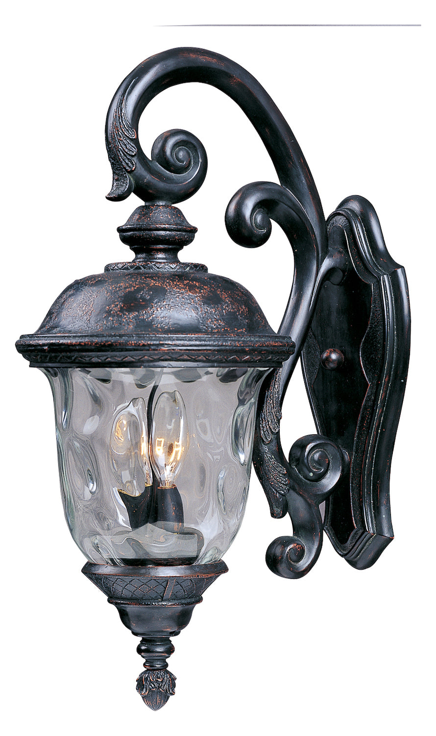Three Light Oriental Bronze Water Glass Glass Wall Lantern by Maxim