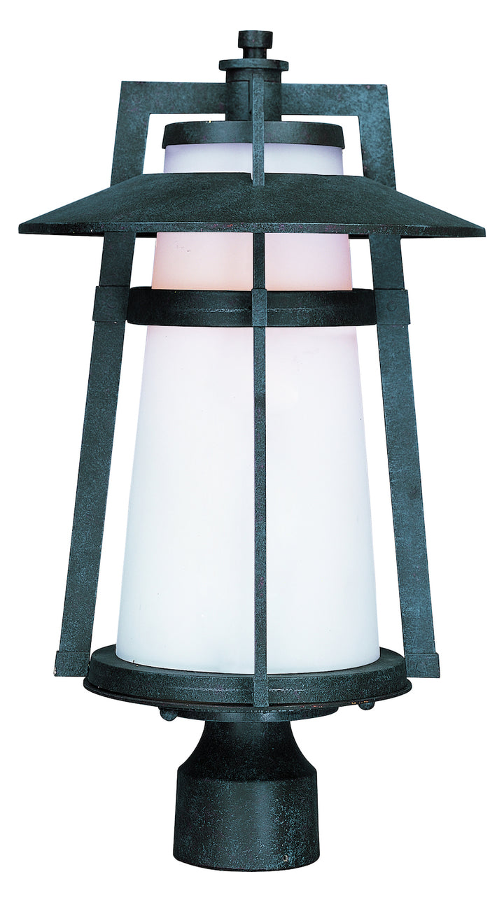 One Light Satin White Glass Adobe Post Light by Maxim