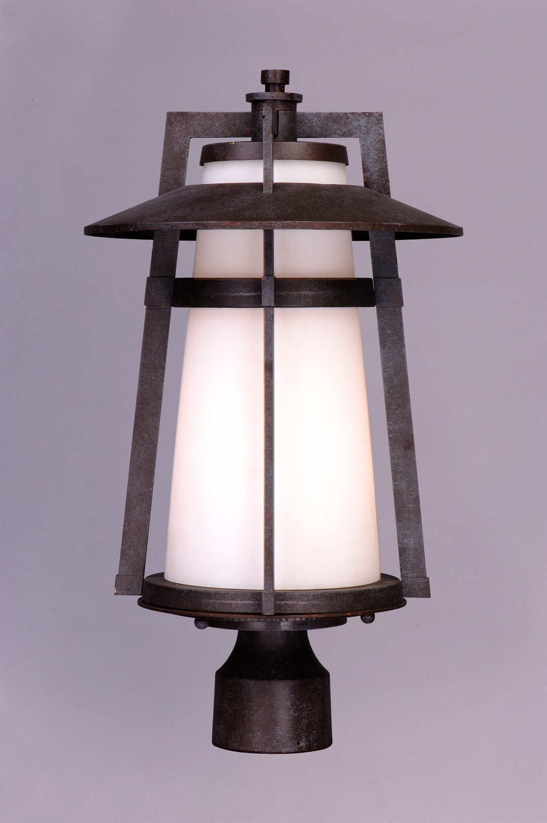 One Light Satin White Glass Adobe Post Light