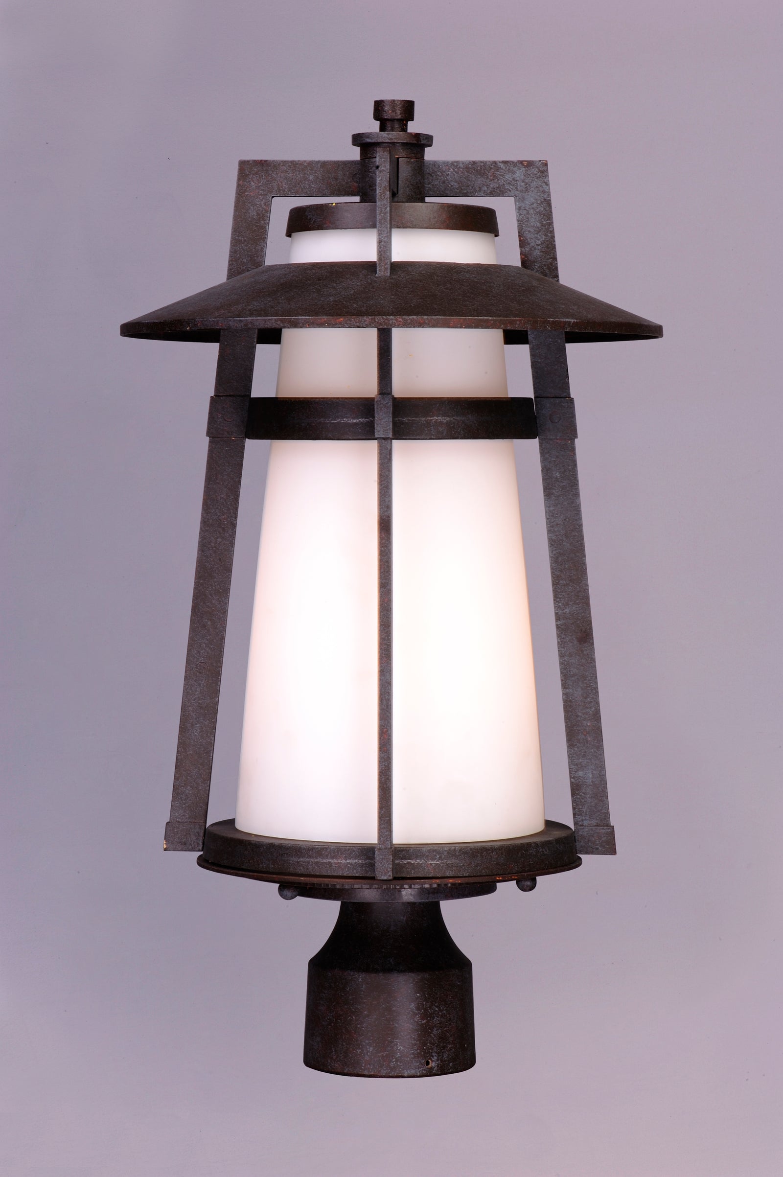 One Light Satin White Glass Adobe Post Light