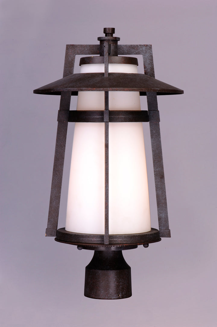 One Light Satin White Glass Adobe Post Light