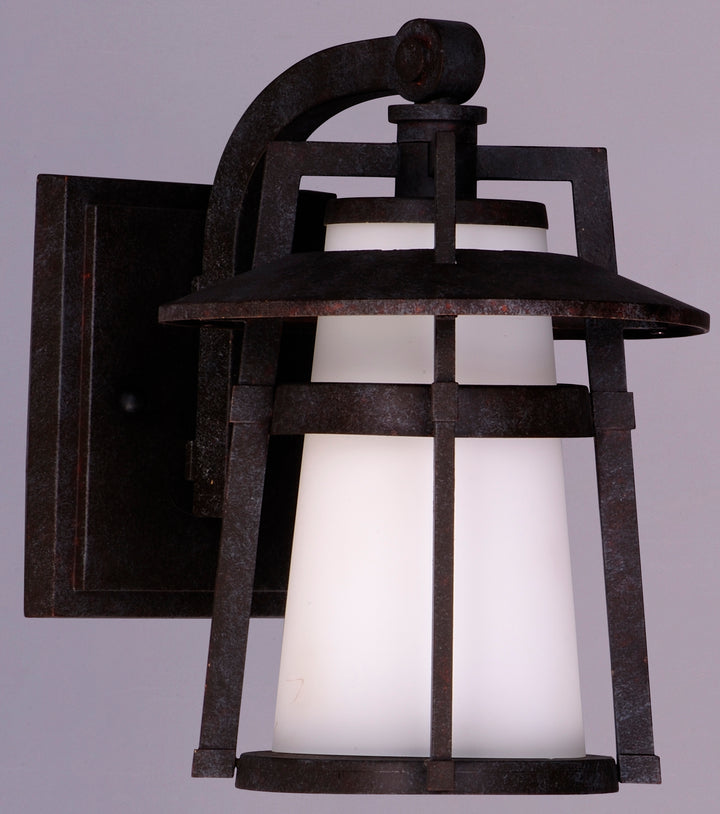 One Light Satin White Glass Adobe Wall Lantern