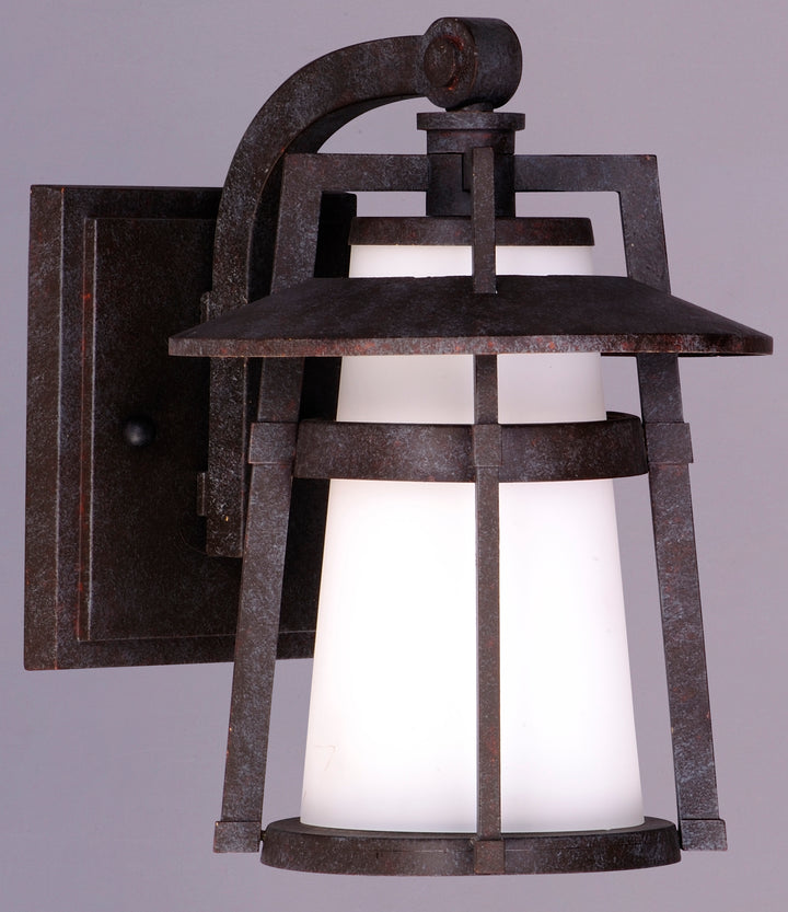 One Light Satin White Glass Adobe Wall Lantern