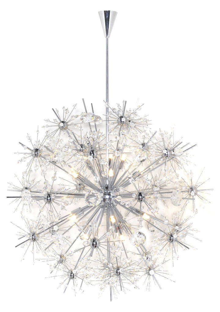 Eighteen Light Polished Chrome Beveled Crystal Glass Up Chandelier by Maxim