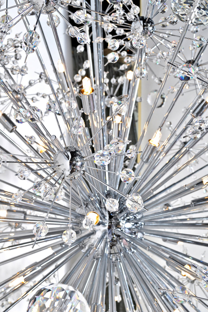 Eighteen Light Polished Chrome Beveled Crystal Glass Up Chandelier