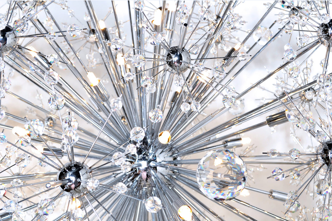 Eighteen Light Polished Chrome Beveled Crystal Glass Up Chandelier