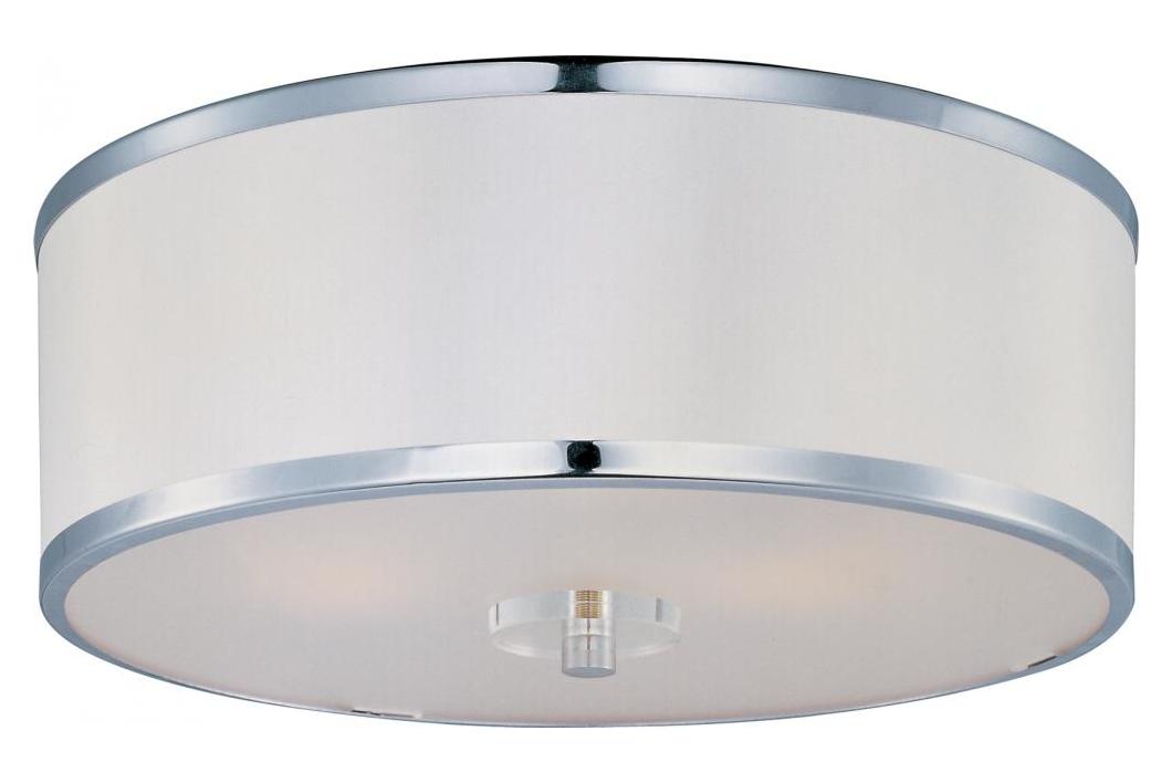 Three Light Polished Chrome Beveled Crystal Glass Drum Shade Flush Mou by Maxim