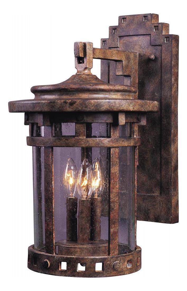Three Light Sienna Seedy Glass Wall Lantern by Maxim