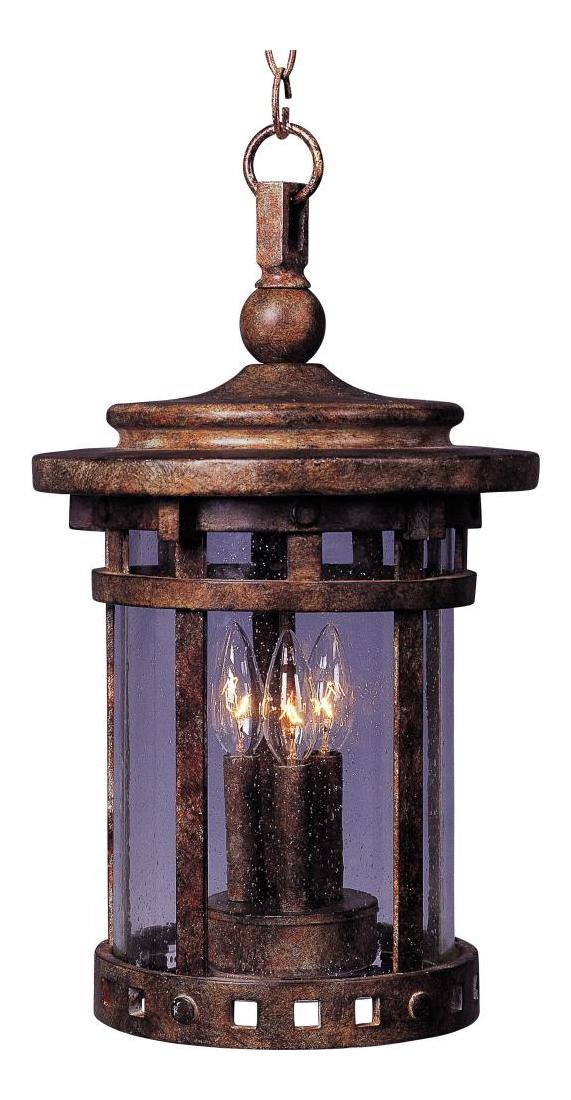 Three Light Sienna Seedy Glass Hanging Lantern by Maxim