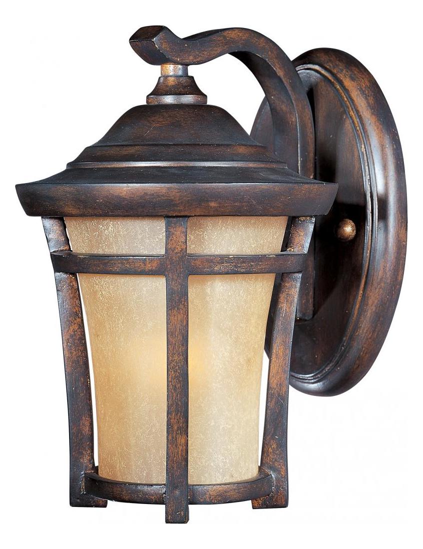 One Light Copper Oxide Golden Frost Glass Wall Lantern by Maxim